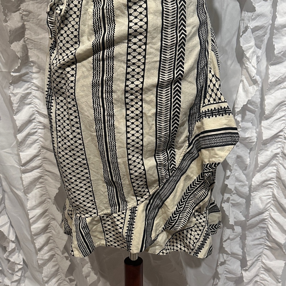 Vera Moda 100% Organic Cotton Wrap Black and White Patterned Dress - Picture 3 of 5